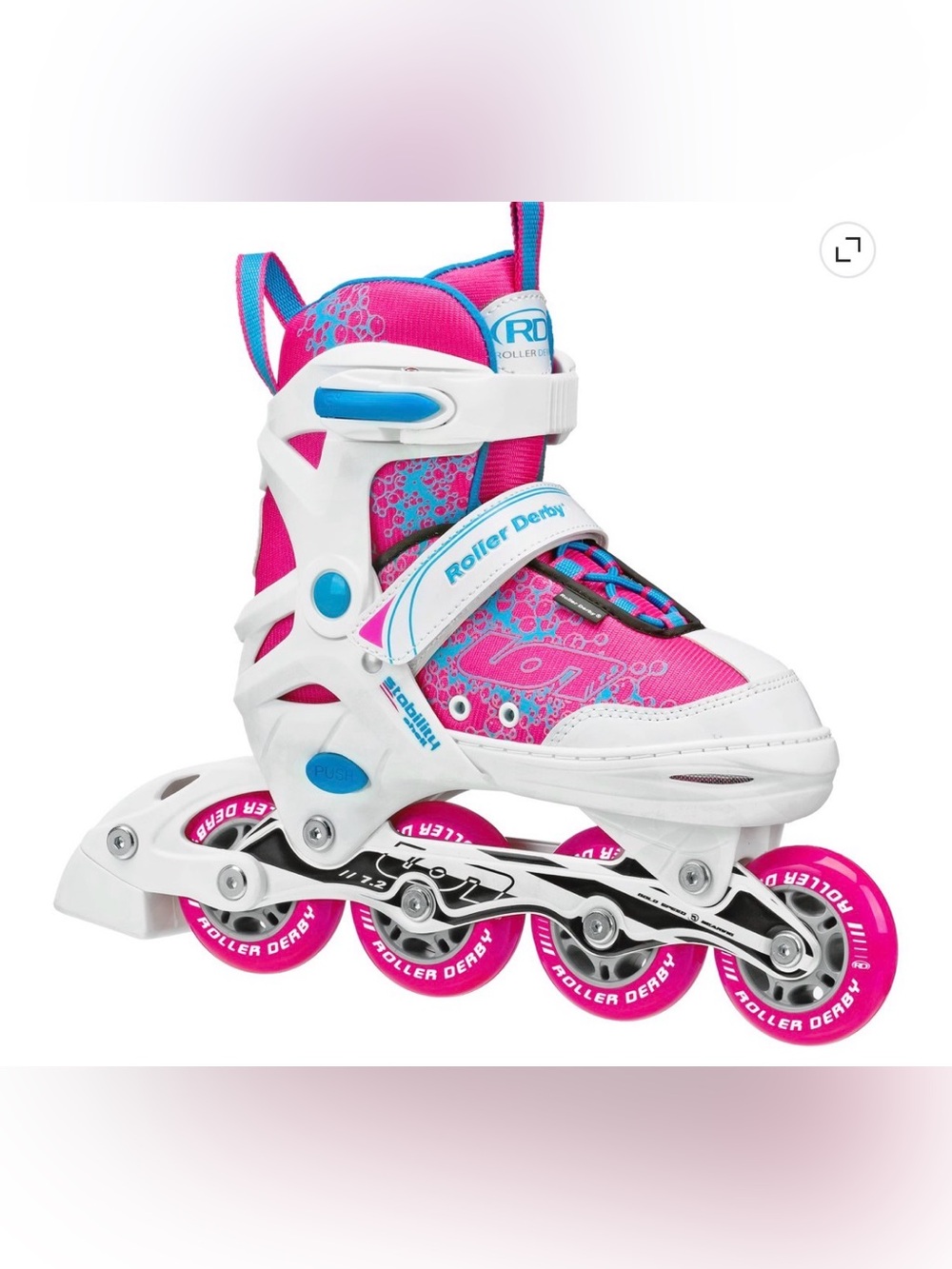 Roller Derby ION 7.2 Girl's Adjustable Inline Skates 11-1 adjustable like new!